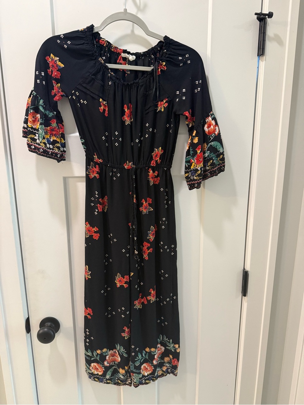 Angie Black Floral Romper Jumpsuit - Size large